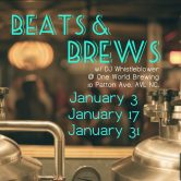 “Beats & Brews” w/ DJ Whistleblower @ One World Brewing – Asheville NC