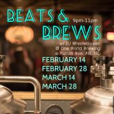 “Beats & Brews” w/ DJ Whistleblower @ One World Brewing – Asheville NC.